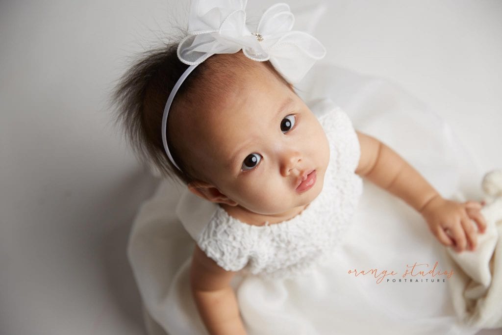 one year old baby girl portraits in singapore studio
