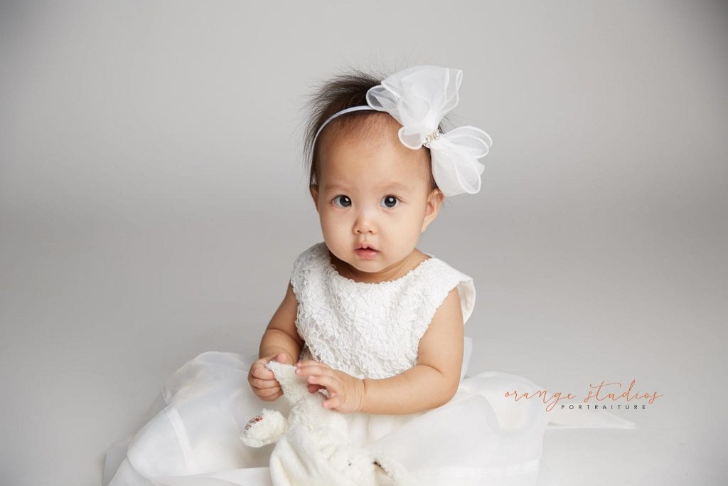 one year old baby girl portraits in singapore studio