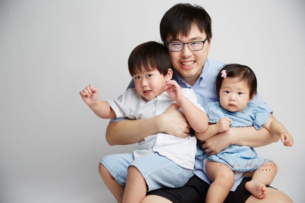 family dad and kids portraits in singapore studio