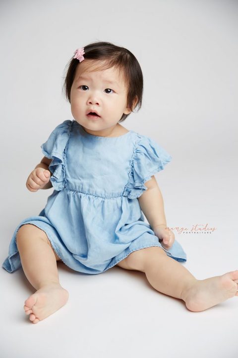 one year old baby girl portraits in singapore studio