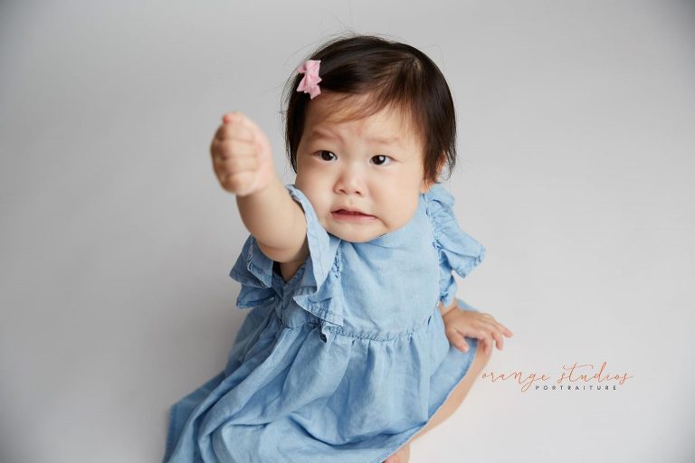 one year old baby girl portraits in singapore studio