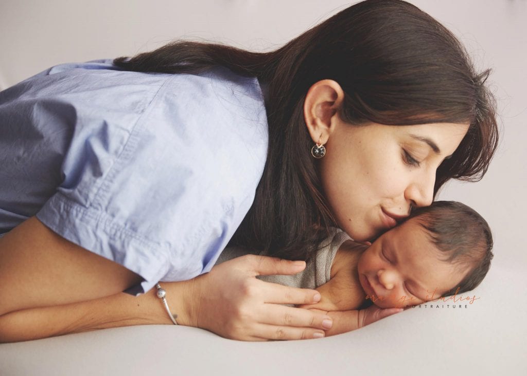 10 days old baby boy newborn portraits with mum in singapore studio