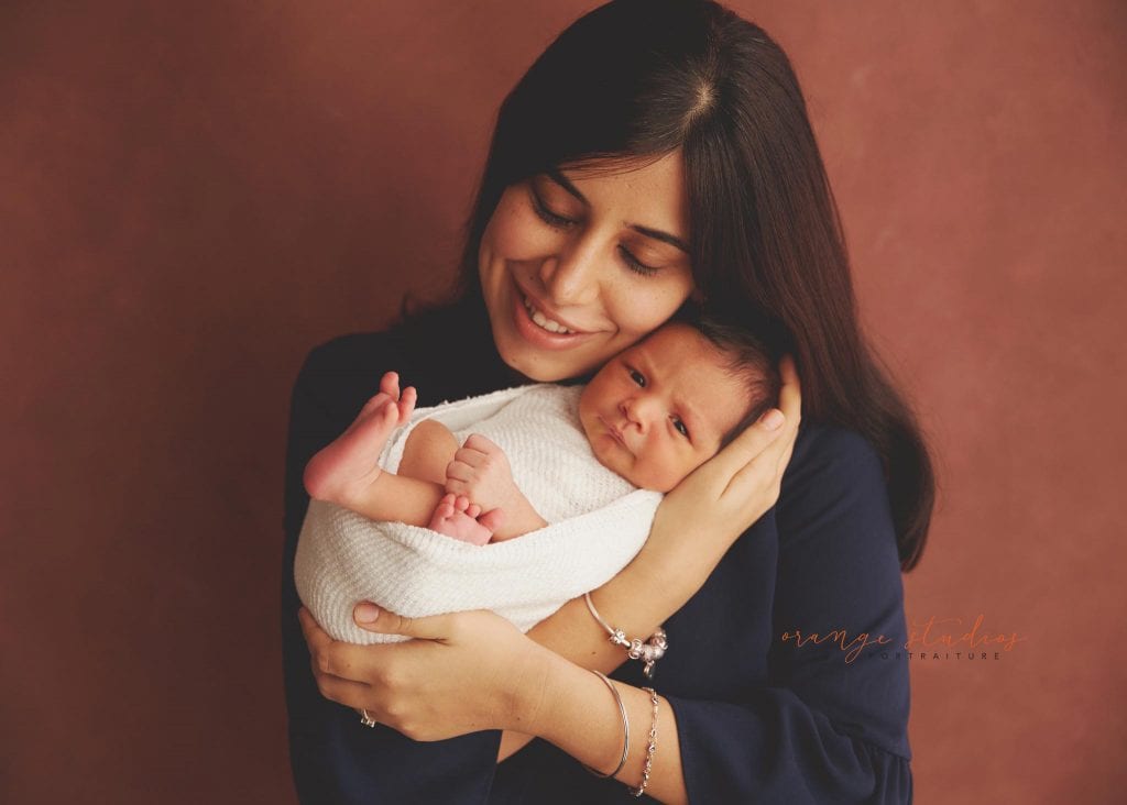 10 days old baby boy newborn portraits with mum in singapore studio
