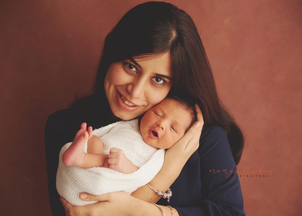 10 days old baby boy newborn portraits with mum in singapore studio