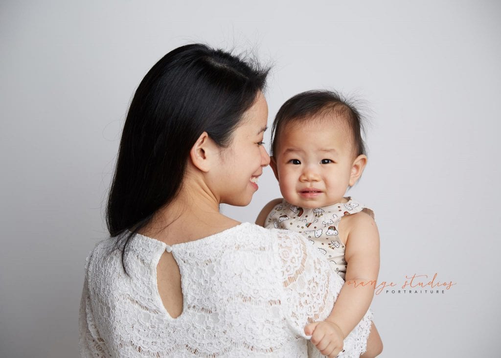 mum and baby family portraits in singapore studio