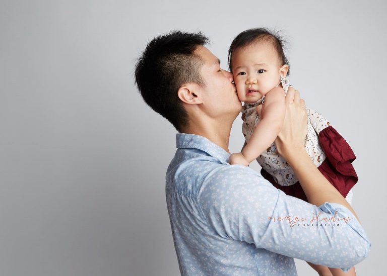 dad and baby family portraits in singapore studio