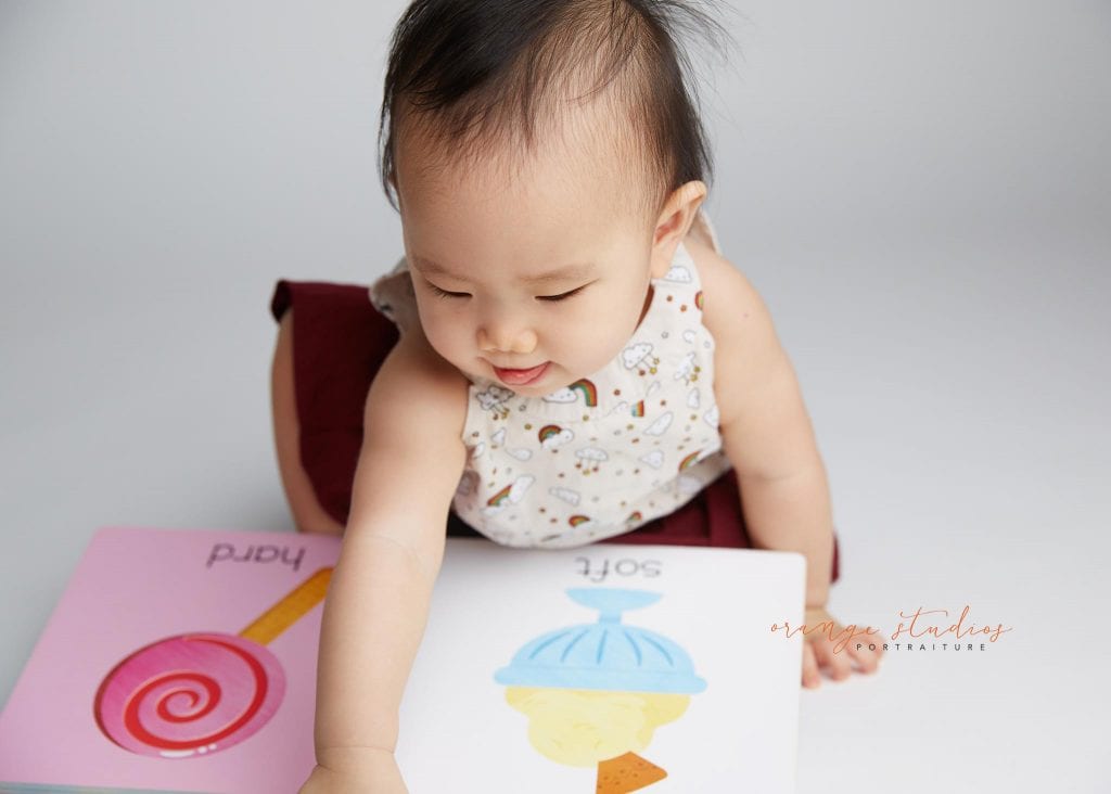 one year old baby girl portraits in singapore studio