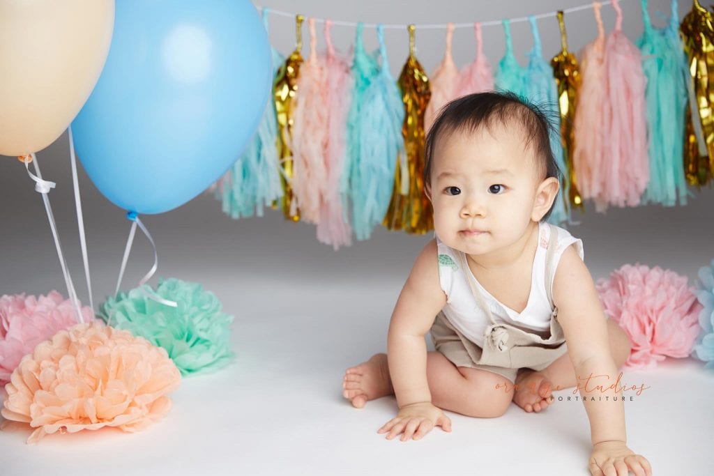 one year old baby girl portraits in singapore studio