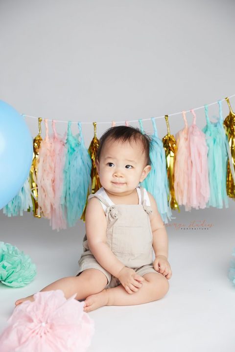 one year old baby girl portraits in singapore studio