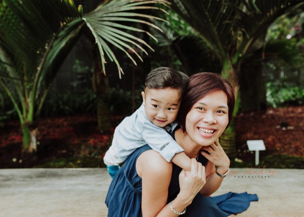 mum and son family portraits in singapore gardens by the bay