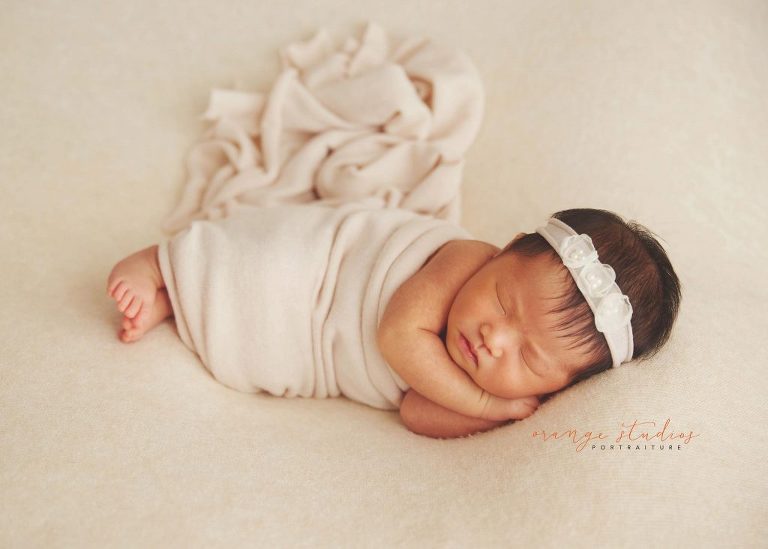 9 days old baby girl newborn portraits in singapore studio