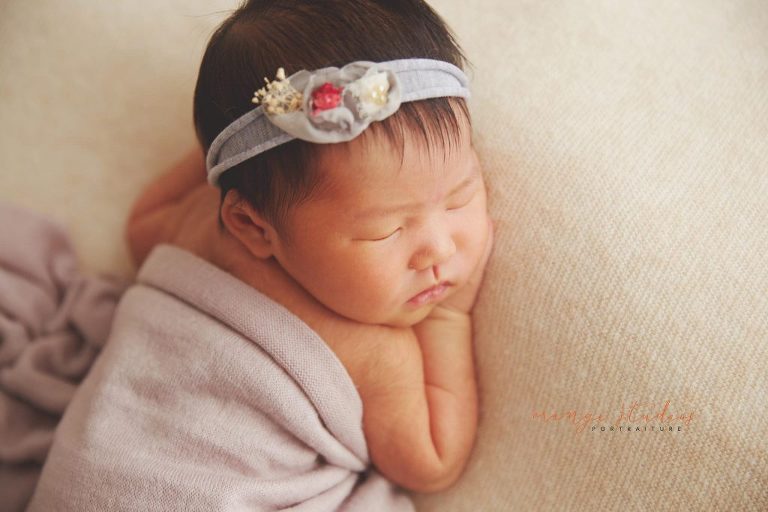 9 days old baby girl newborn portraits in singapore studio