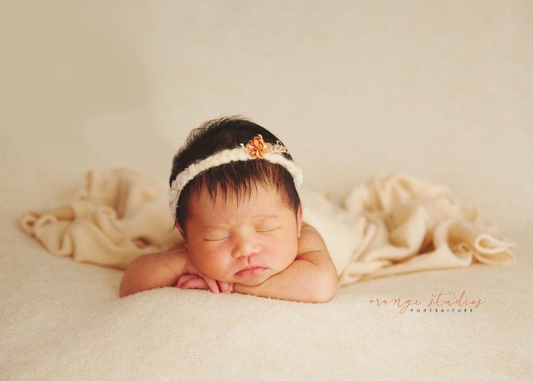 9 days old baby girl newborn portraits in singapore studio