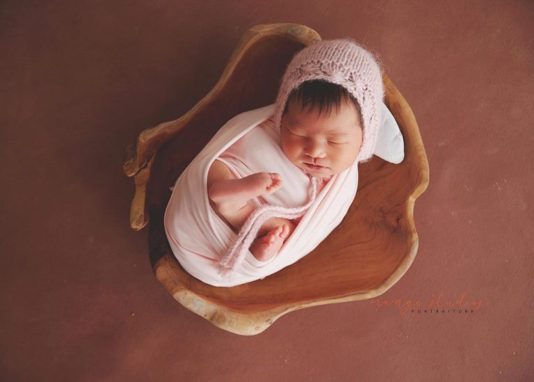 9 days old baby girl newborn portraits in singapore studio