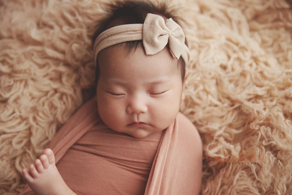6 weeks old baby girl newborn portraits in singapore studio