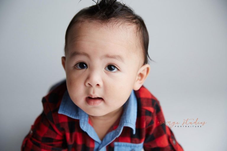 8 months old cute baby boy portraits in singapore studio