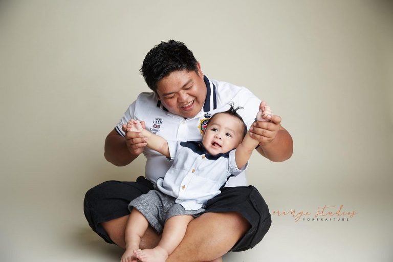dad and baby family portraits in singapore studio