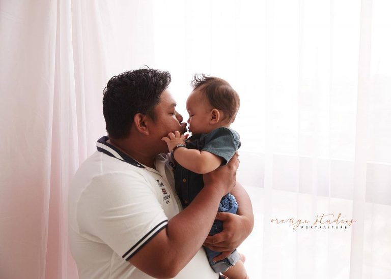 dad and baby family portraits in singapore studio natural light