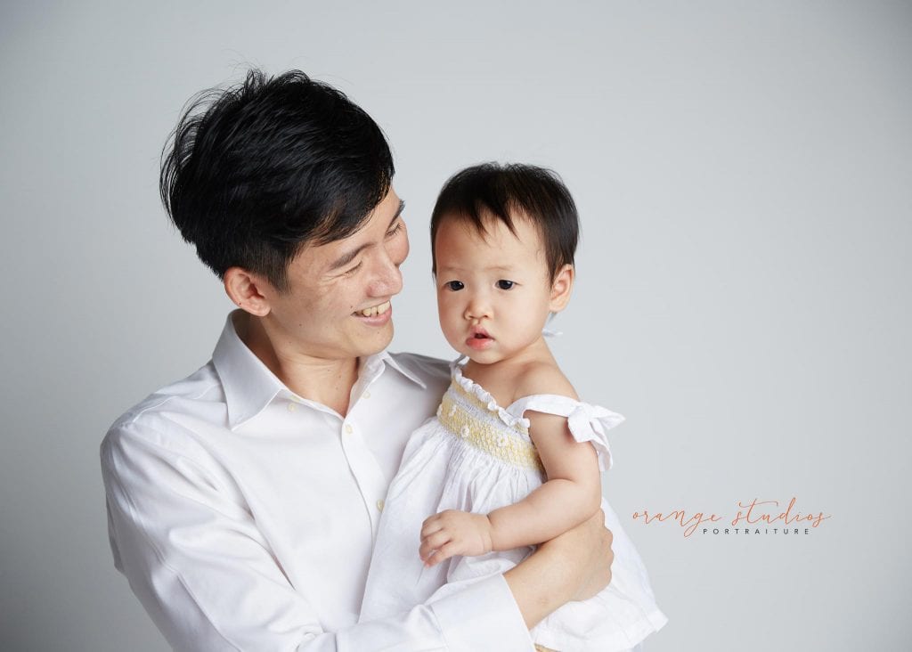 dad and baby family portraits in singapore studio