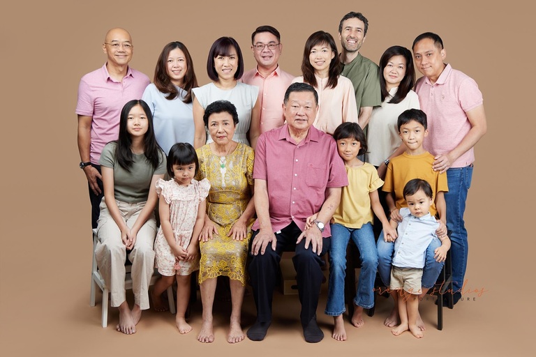 three generation family portrait Singapore studio