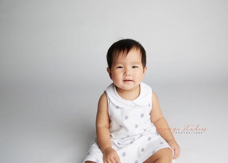 one year old baby girl portraits in singapore studio