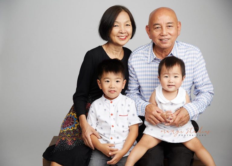 grandparents with granchildren family portraits in singapore studio