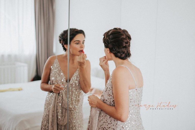 bride preparing for intimate solemnisation ceremony at home in singapore
