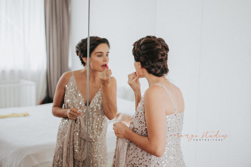 bride preparing for intimate solemnisation ceremony at home in singapore