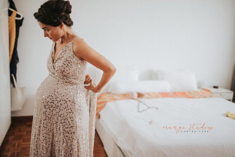 bride preparing for intimate solemnisation ceremony at home in singapore