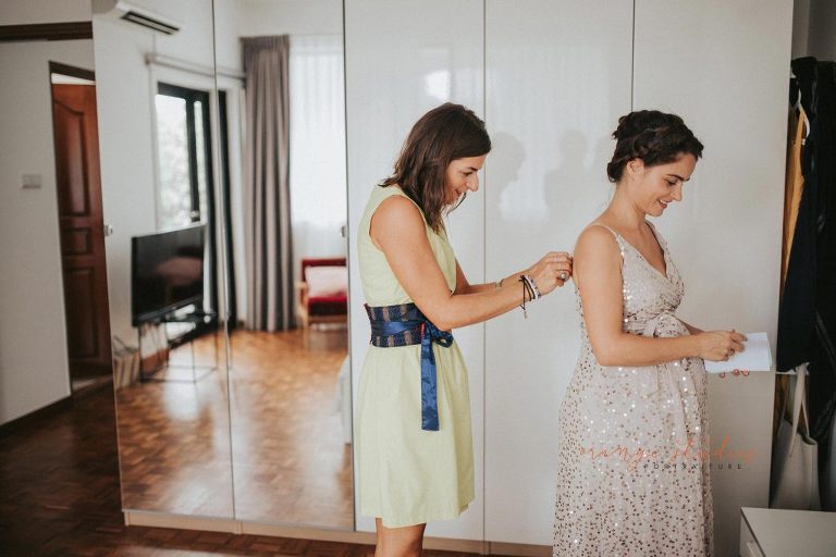 bride preparing for intimate solemnisation ceremony at home in singapore