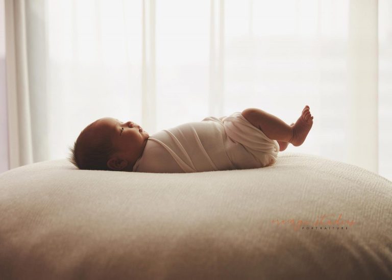 4 weeks old baby girl newborn portraits in singapore studio