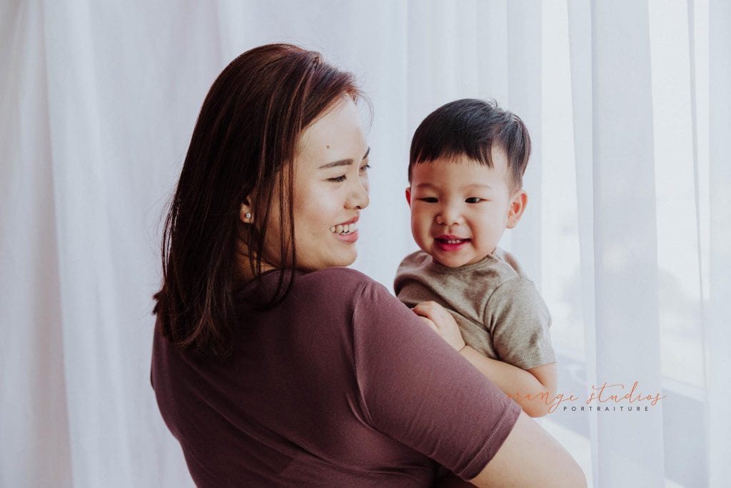 mum and baby boy portraits in singapore studio