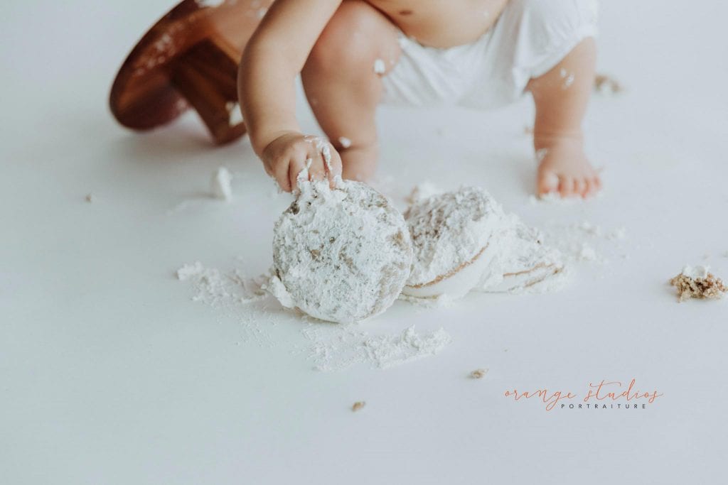 1 year old baby boy cake smash portraits in singapore studio