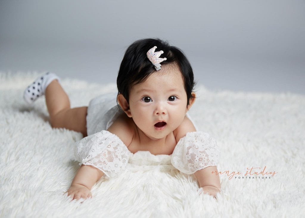 adorable infant baby girl portraits in singapore studio