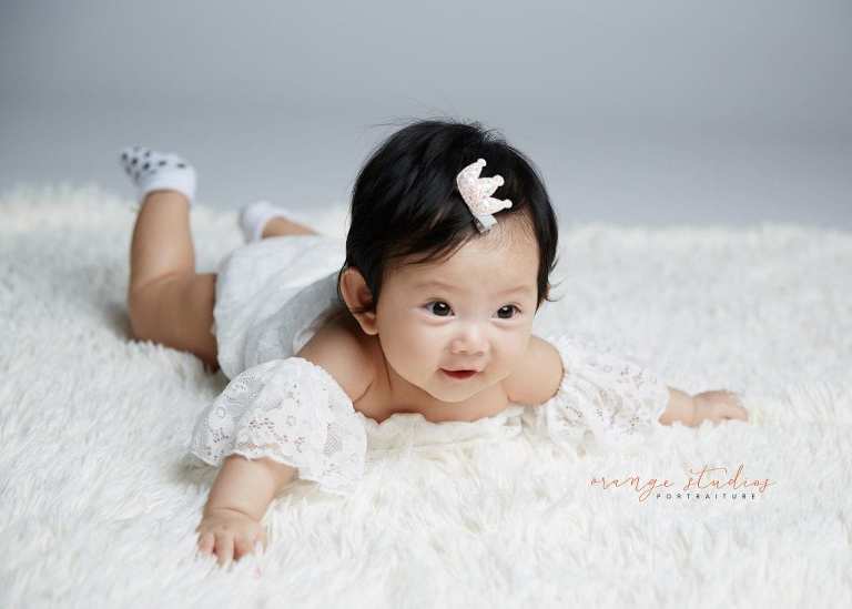 cute baby girl portraits in singapore studio