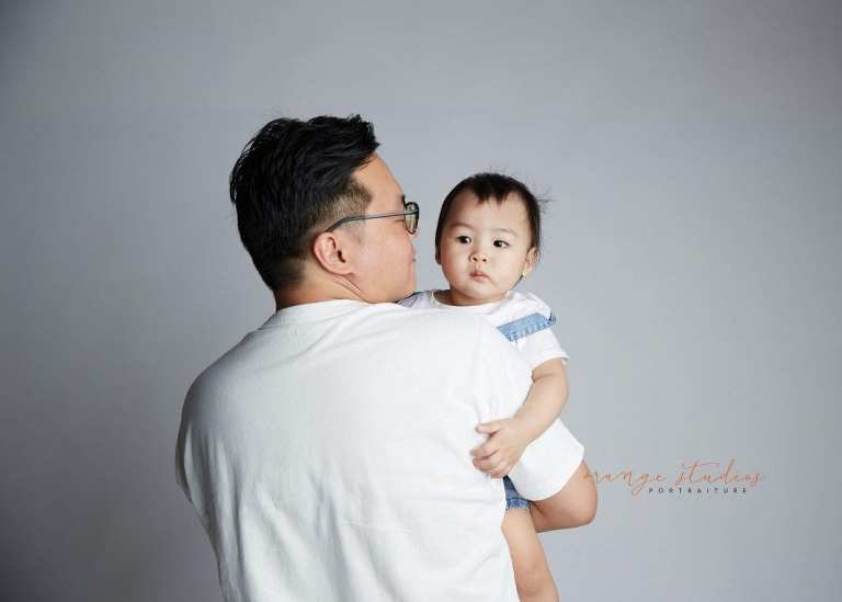 1 year old baby with dad family portraits in singapore studio