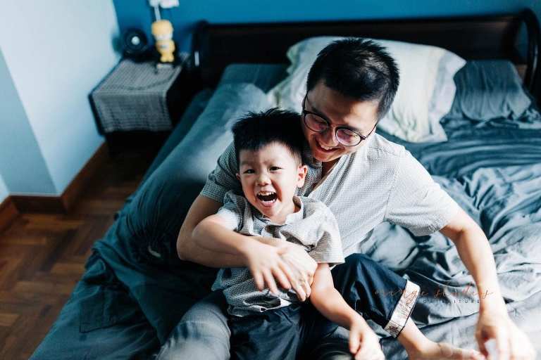 dad and son family portraits at home in singapore