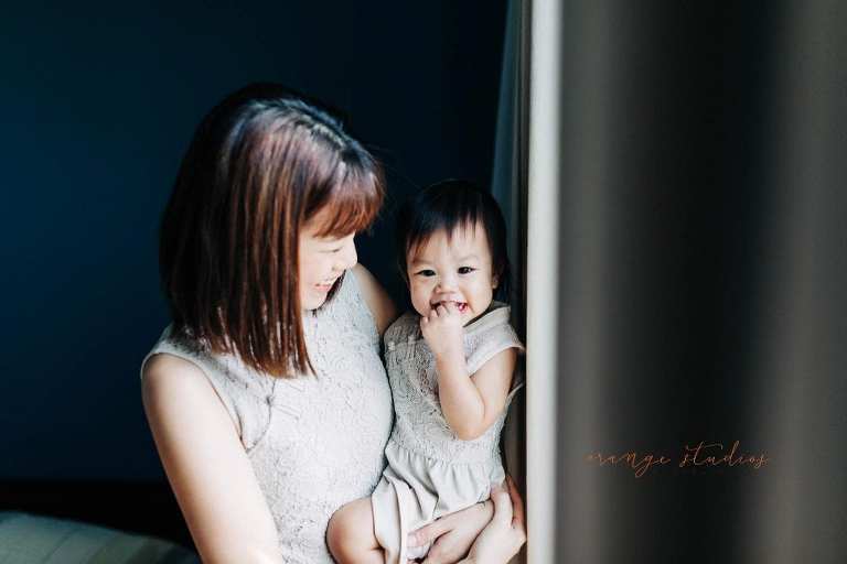mum and daughter family portraits at home in singapore
