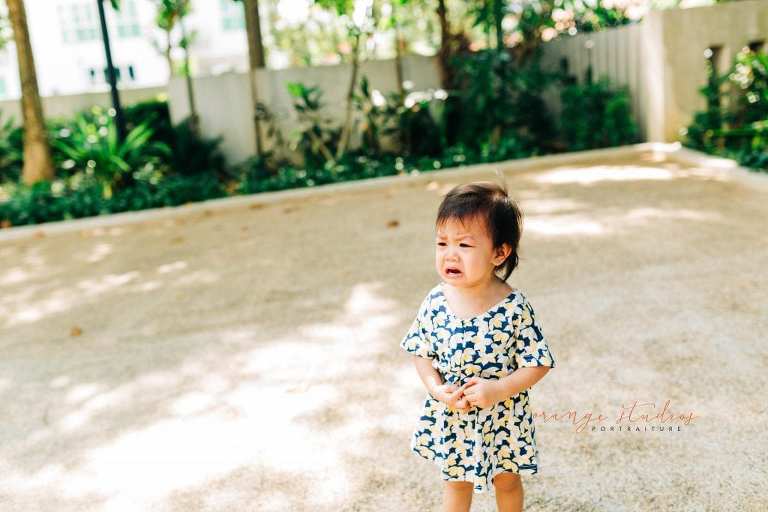 crying little girl outdoor kids portraits in singapore