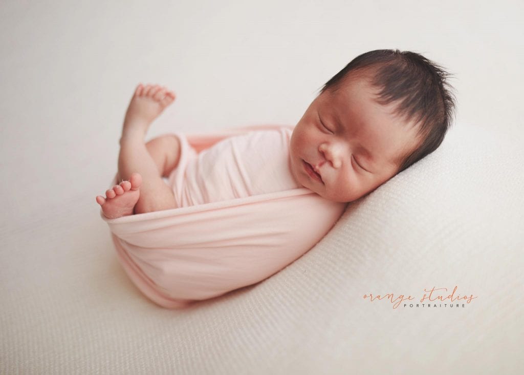 7 days old baby girl newborn portraits in singapore studio