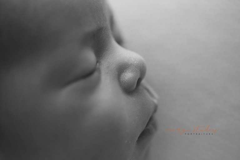 7 days old baby girl close-up black and white newborn portraits in singapore studio