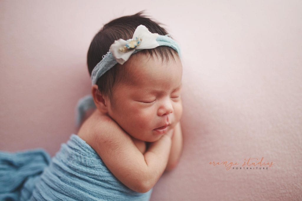 7 days old baby girl newborn portraits in singapore studio