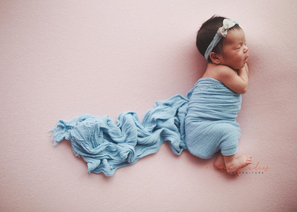 7 days old baby girl newborn portraits in singapore studio