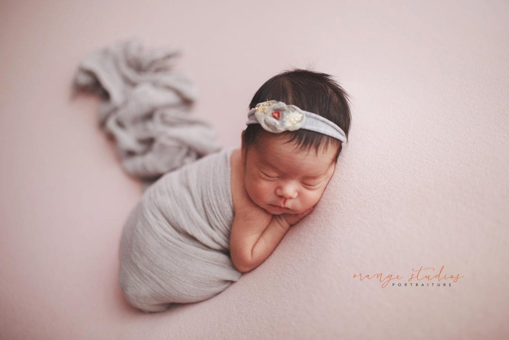 7 days old baby girl newborn portraits in singapore studio
