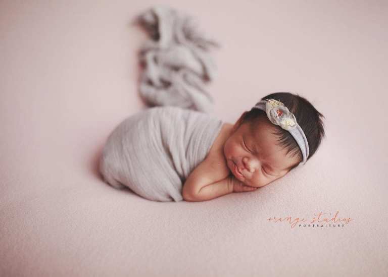 7 days old baby girl newborn portraits in singapore studio