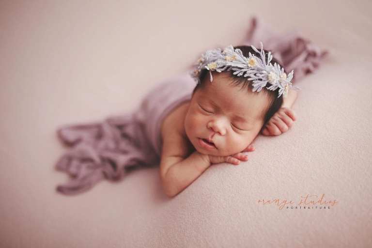 7 days old baby girl newborn portraits in singapore studio