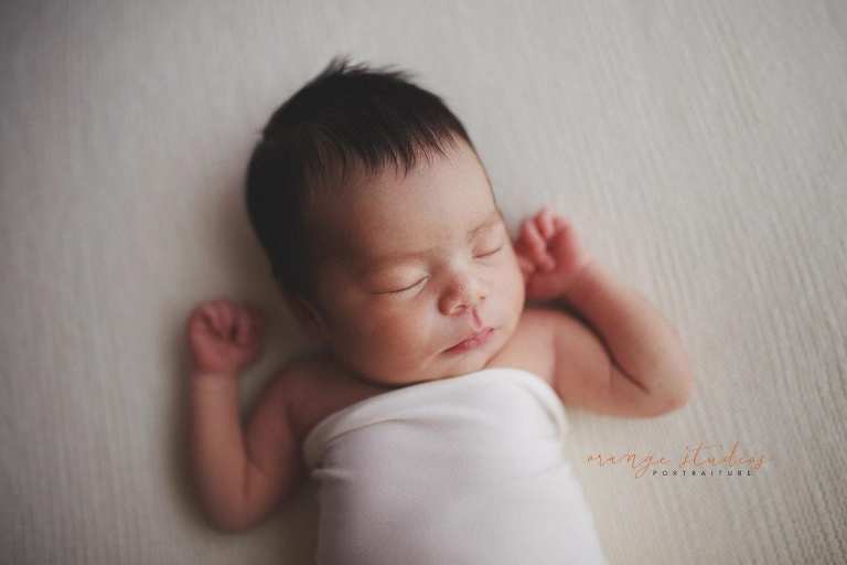 7 days old baby girl newborn portraits in singapore studio