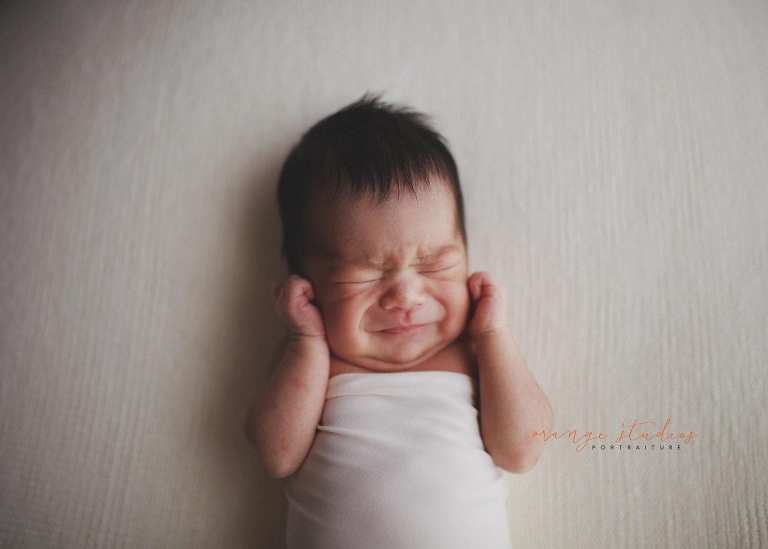 7 days old baby girl newborn portraits in singapore studio