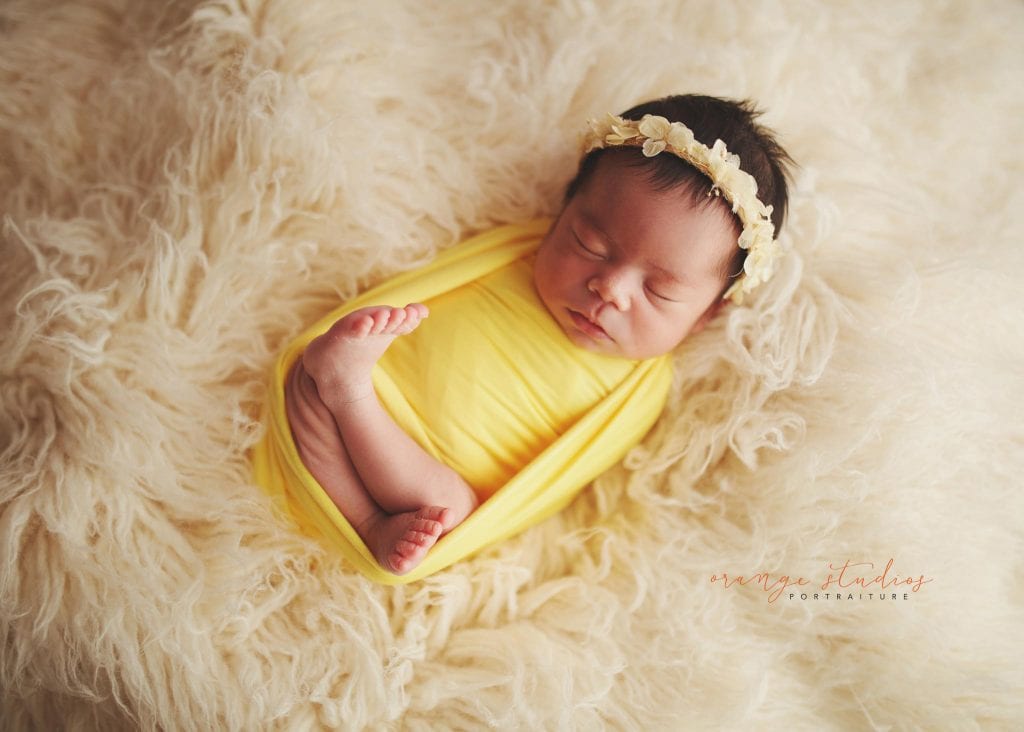 7 days old baby girl newborn portraits in singapore studio