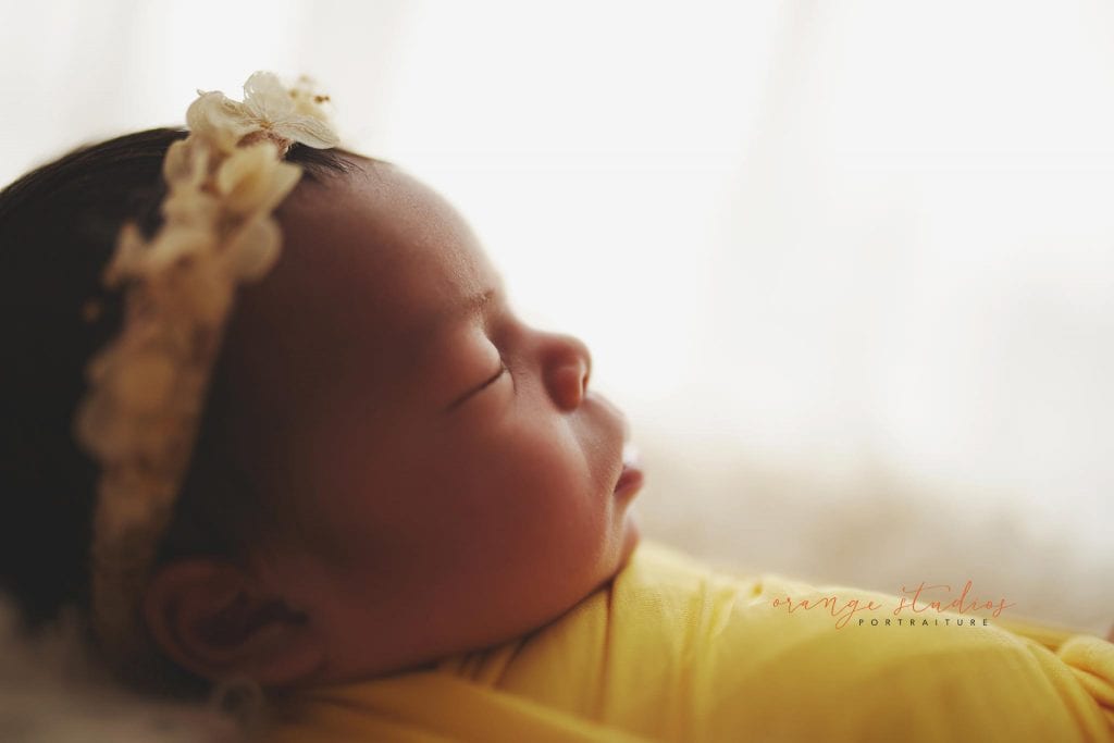 7 days old baby girl newborn portraits in singapore studio